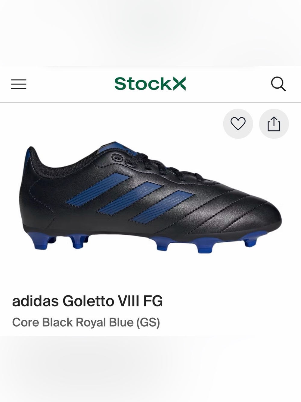adidas Kids Soccer Cleats in Black and Royal Blue